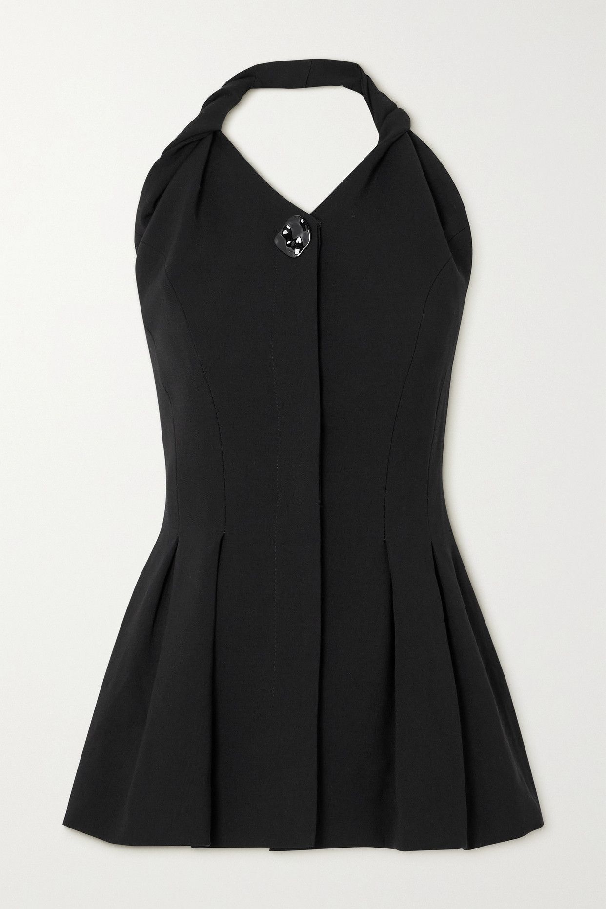 Mona twisted pleated crepe halterneck peplum top