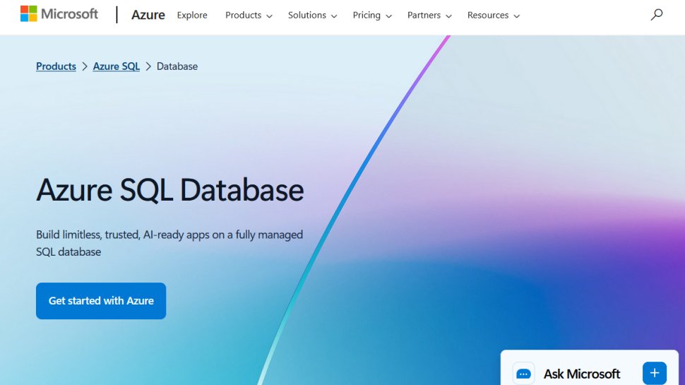 Microsoft Azure SQL Database website screenshot (March 2026).