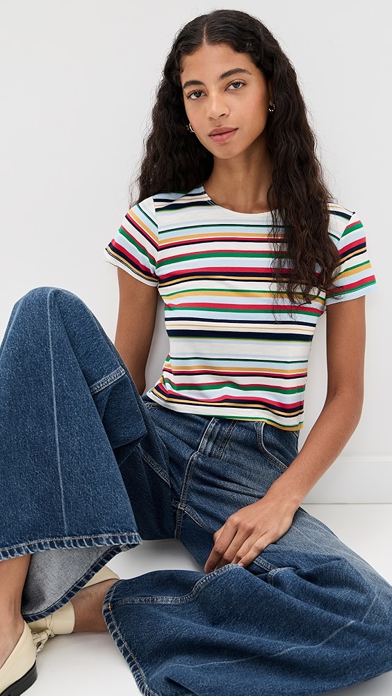 Eloise Striped Crop Tee - Multi Stripe