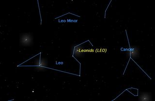 Graphic showing where Leonid meteors appear to originate from.