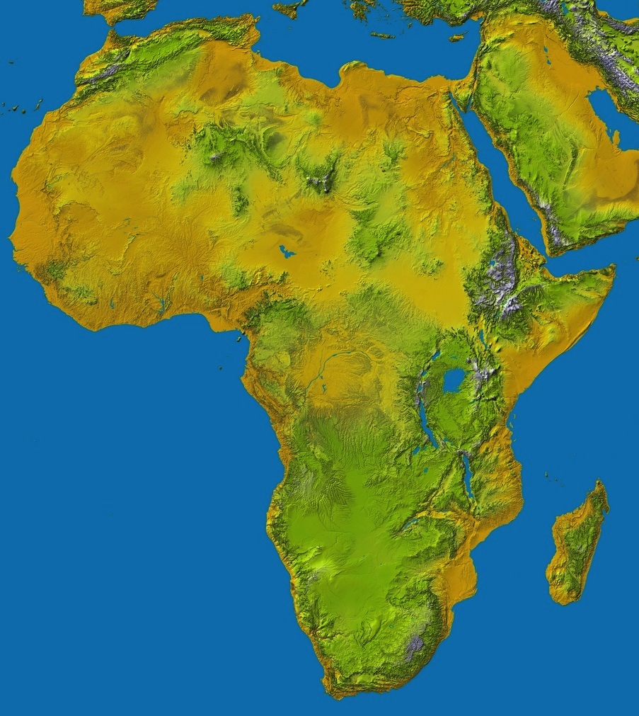 Topographic map of Africa