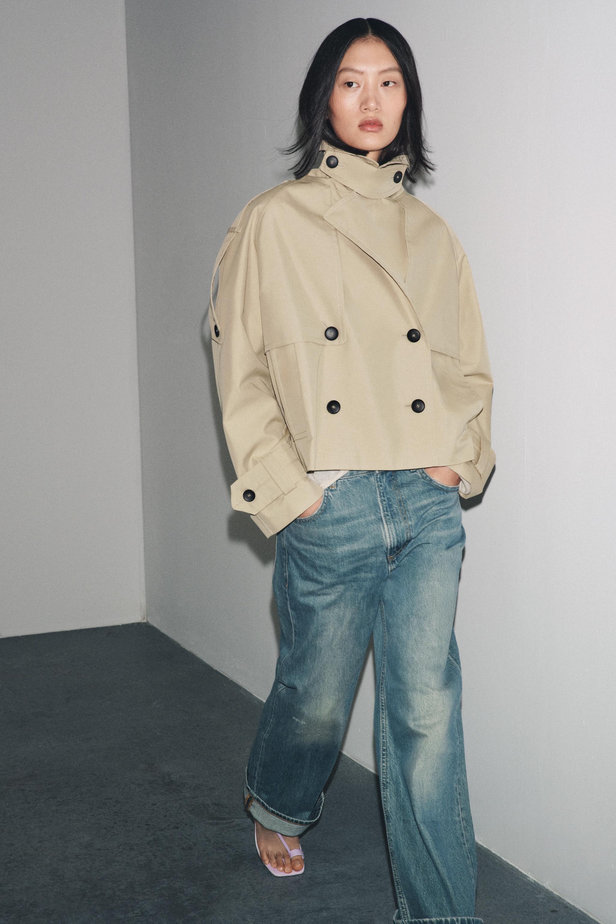 Zw Collection Water Repellent Short Trench Coat