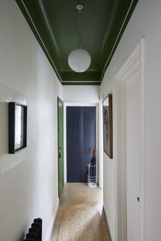 Dark green trim paired with white wall