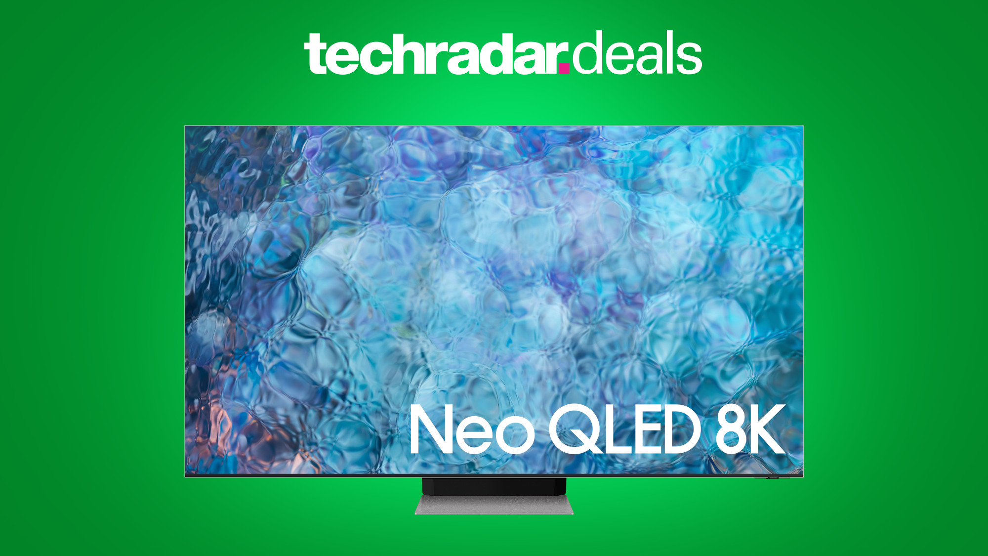 Image: Samsung QN900A Neo QLED 8K TV on a green background