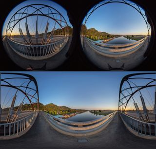 The Laowa 4mm f/2.8 Circular Fisheye can produce 360° panoramas in just 2 images