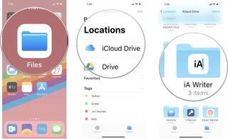 Launch Files on iPhone or iPad, then tap on iCloud Drive, then tap on an application