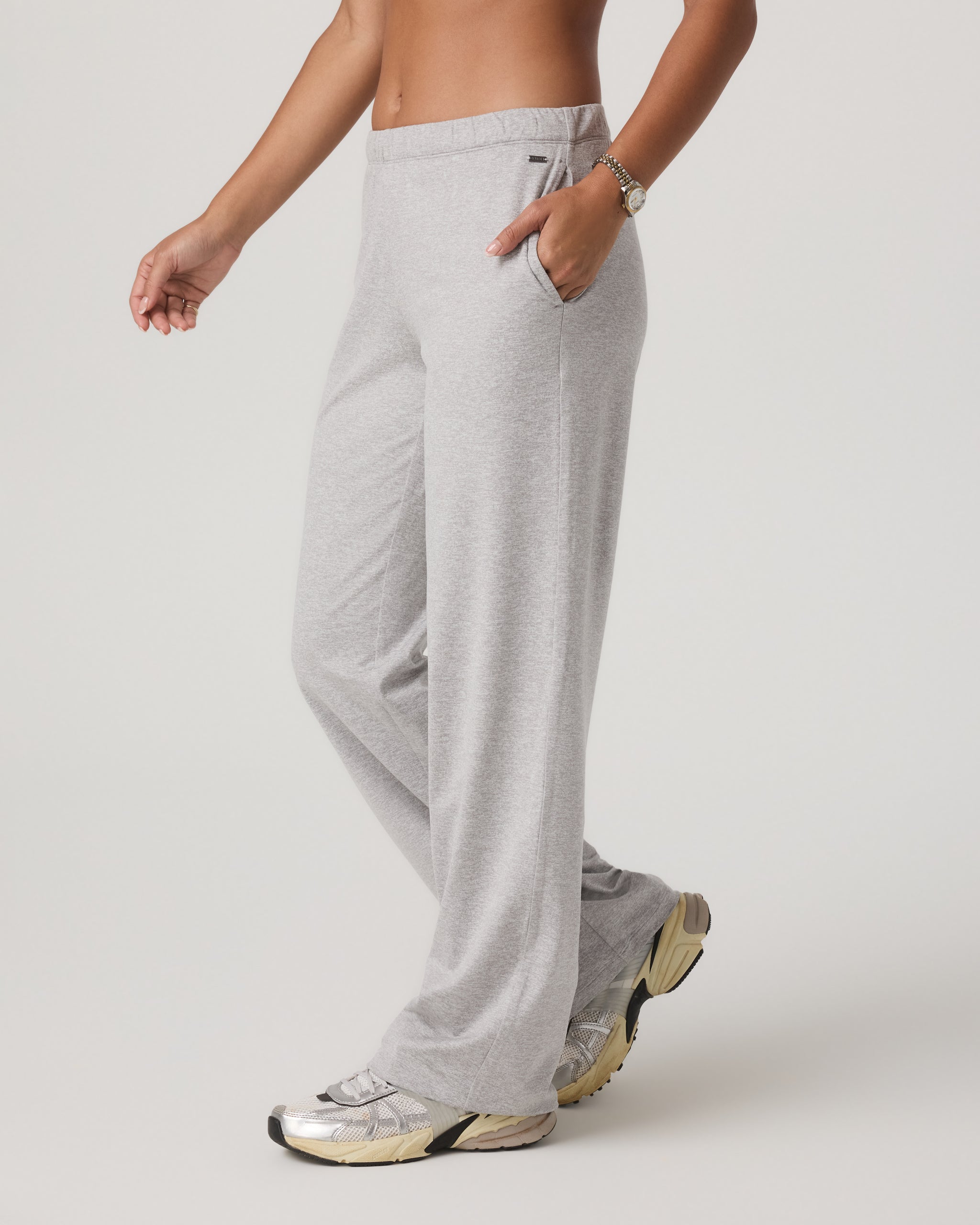 Halo Modern Straight Leg Pant-Short - Pale Grey Heather - Xxs