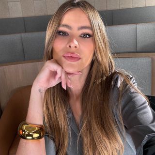 Sofia Vergara com cabelo castanho acinzentado.