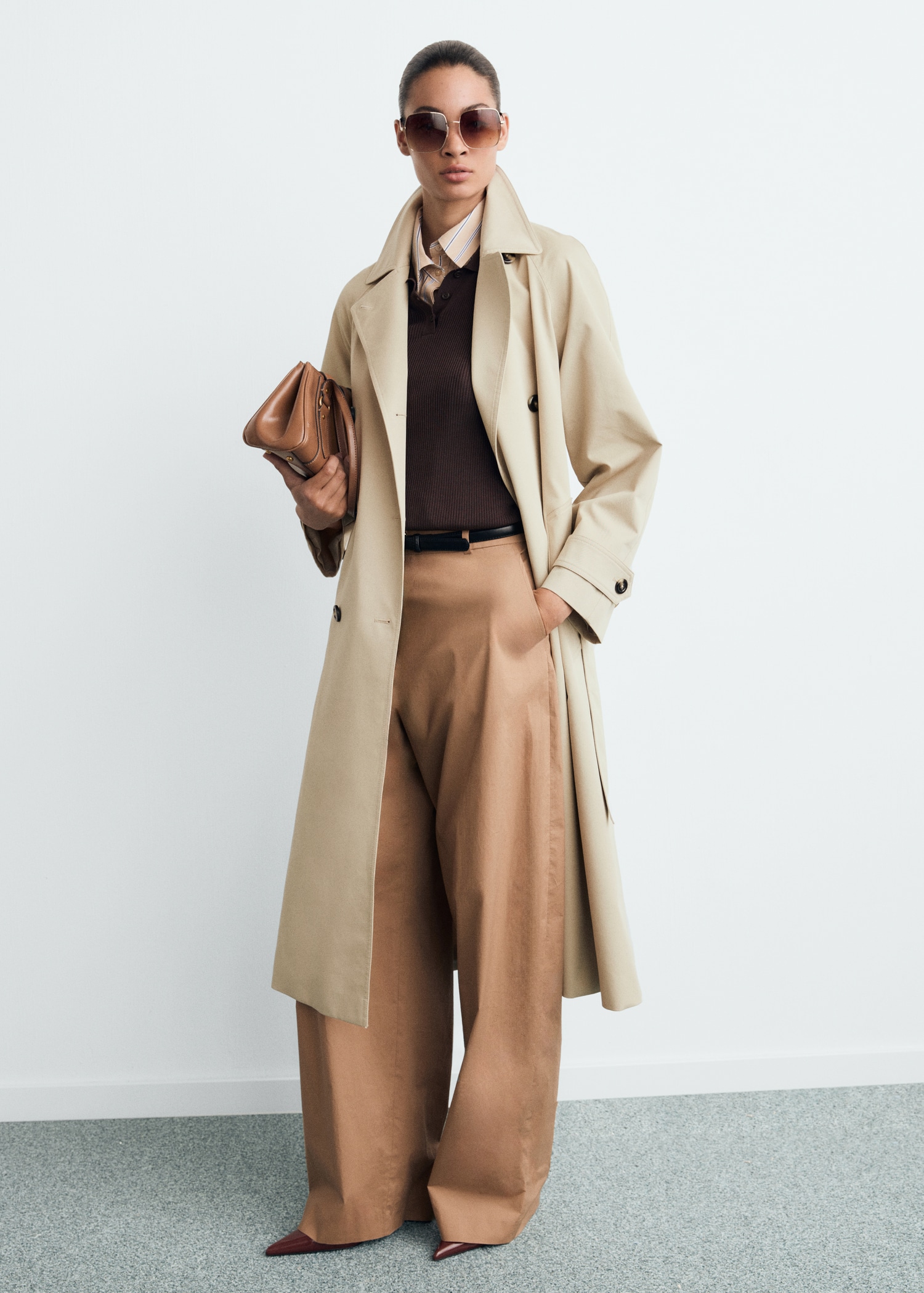 Long Double-Breasted Trench Coat - Women | Mango United Kingdom