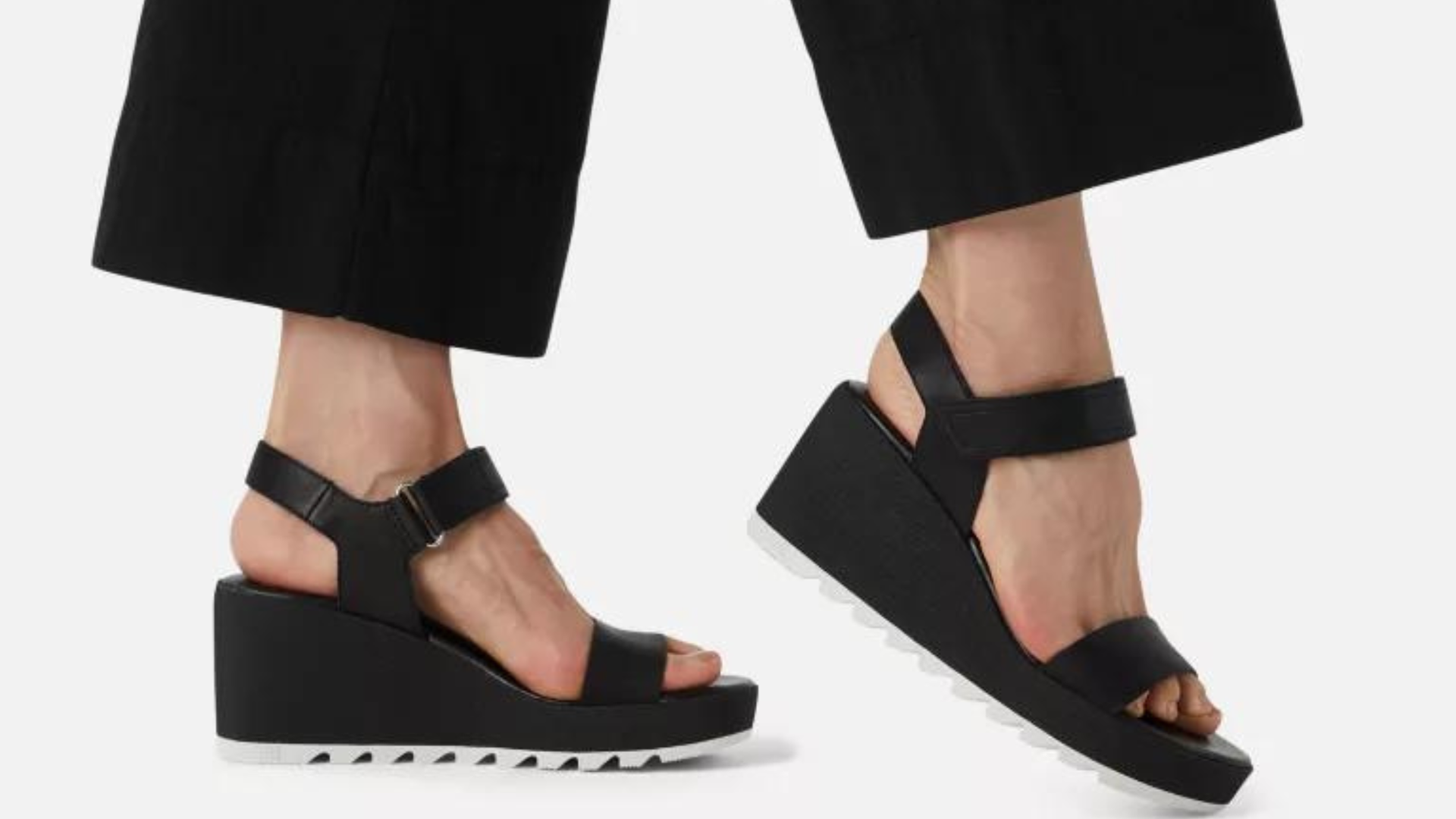 black wedge sandals