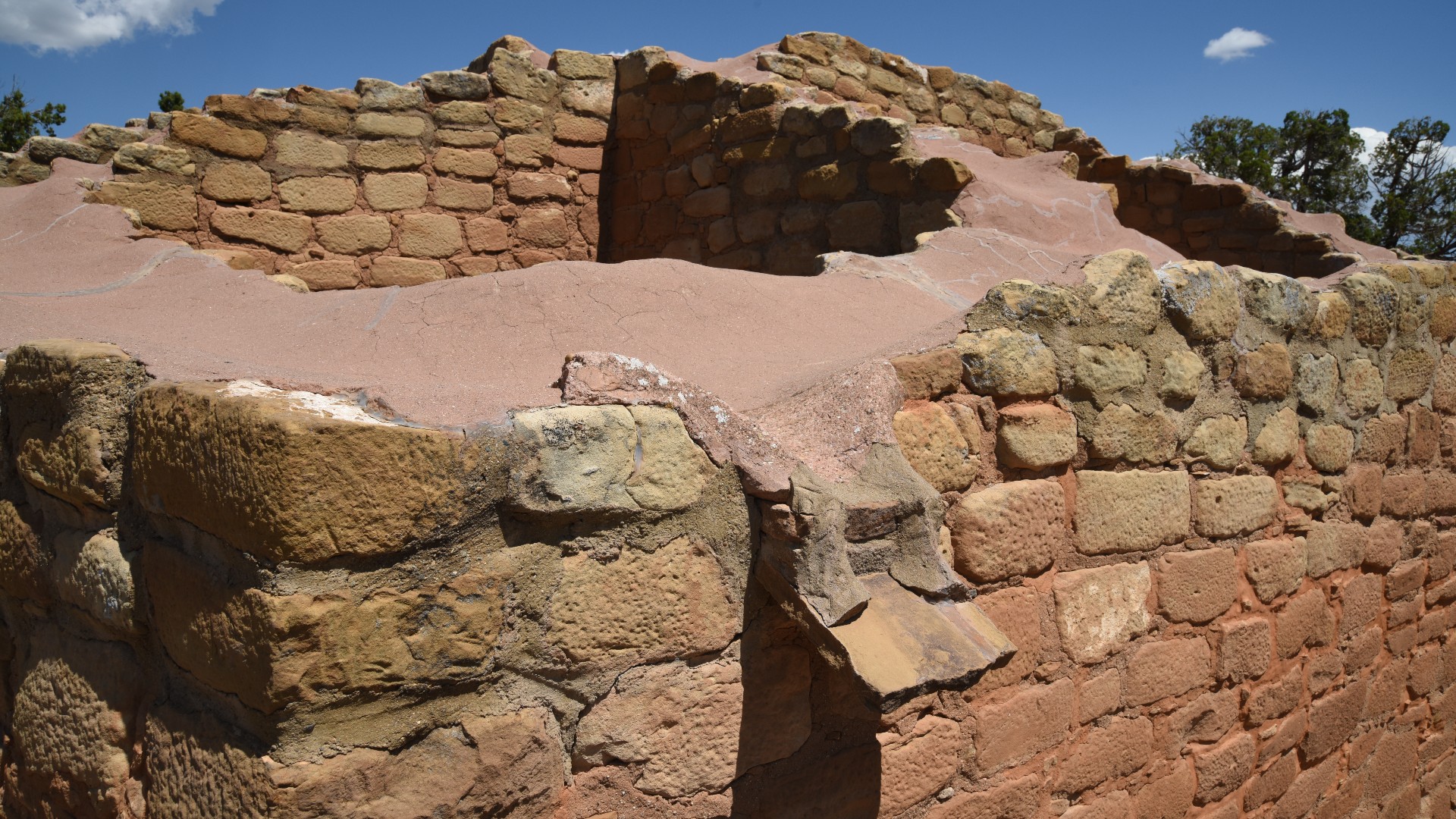 Parts of the Sun Temple water drainage system have been restored in Mesa Verde National Park, Colorado.