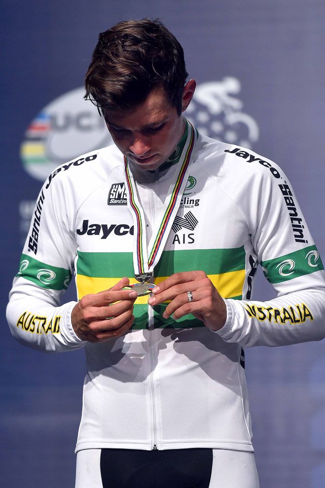 Michael Matthews (Australia) checks out his silver medal