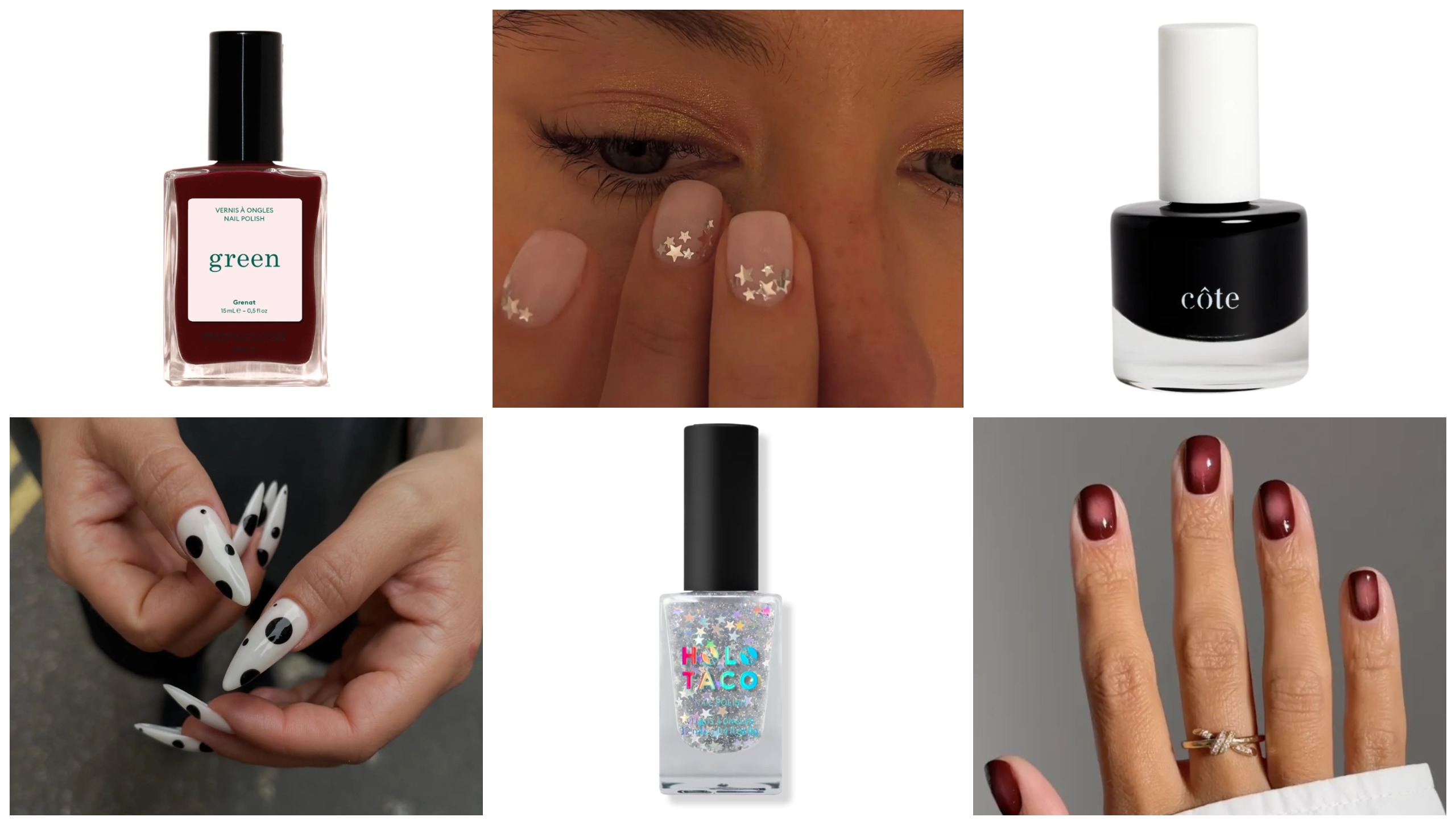 the best nail looks of the week feature six images with three polishes and three fall nail designs