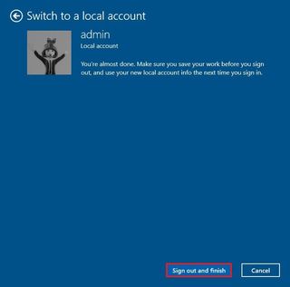 Complete account type switch on Windows 10