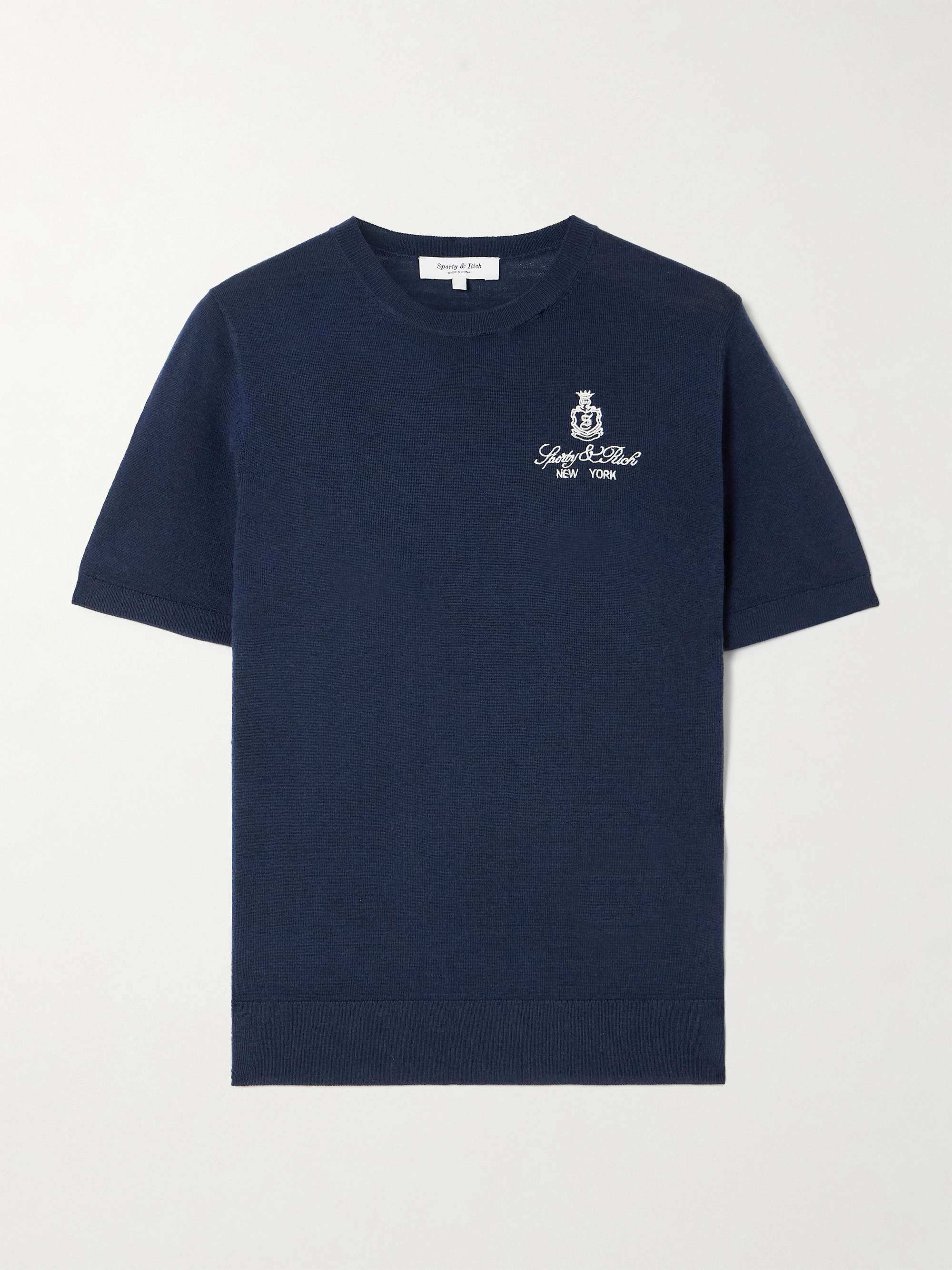 Vendome Embroidered Merino Wool T-Shirt