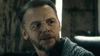 Close-up of Simon Pegg's Hughie Sr. talking to Hughie in The Boys Season 1