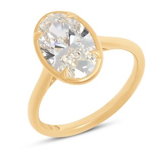 Anel de noivado de diamante solitário oval Bella Ponte, ouro amarelo 18k