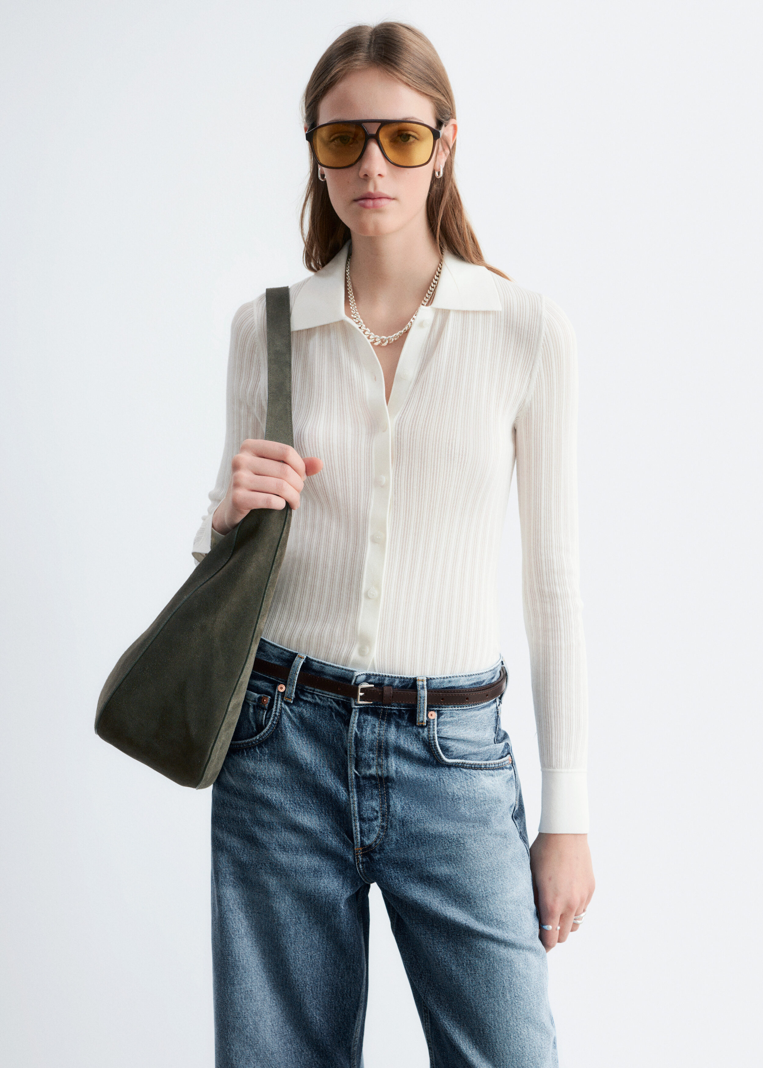 Pointelle Rib Polo Shirt