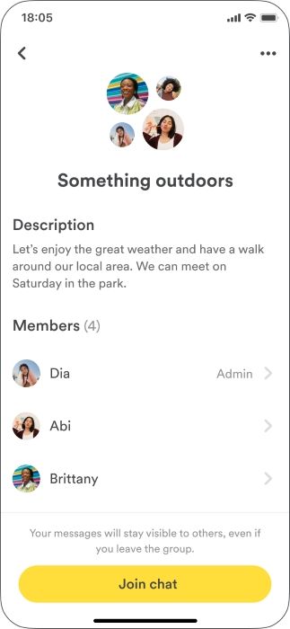 Group chat on Bumble For Friends