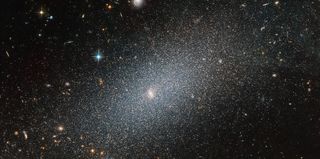 A sparkling galaxy shines in this image from the NASA/ESA Hubble Space Telescope. The galaxy, known as PGC 29388, glimmers amidst a sea of more distant galaxies. It is a dwarf elliptical galaxy, named as such because it is “small” (relatively speaking) with “only” about 100 million to a few billion stars.