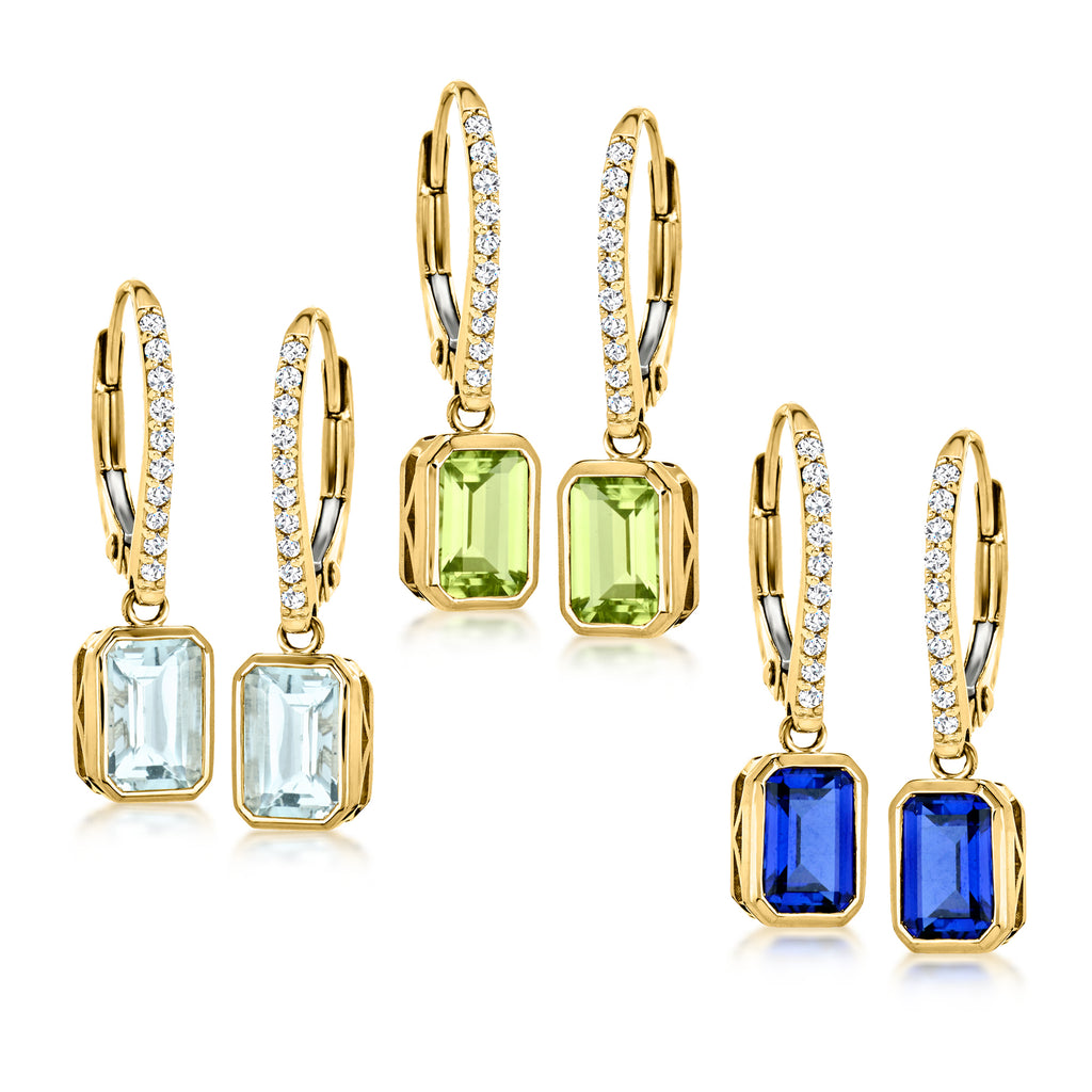 Birthstone and .10 Ct. T.w. Diamond Drop Earrings in 10kt Yellow Gold