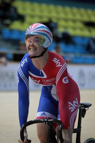 Jess Varnish (Great Britain) begins her 500m time trial.