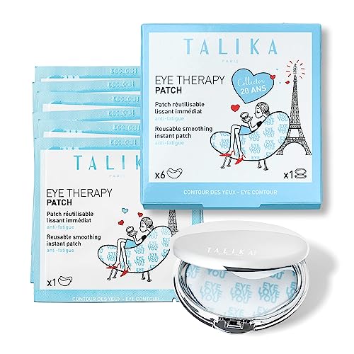 Talika Eye Therapy Instant Smoothing Eye Masks for Dark Circles and Puffy Eyes -Reusable Under Eye Patches for Immediate Effect, 6 Pairs With Travel Case