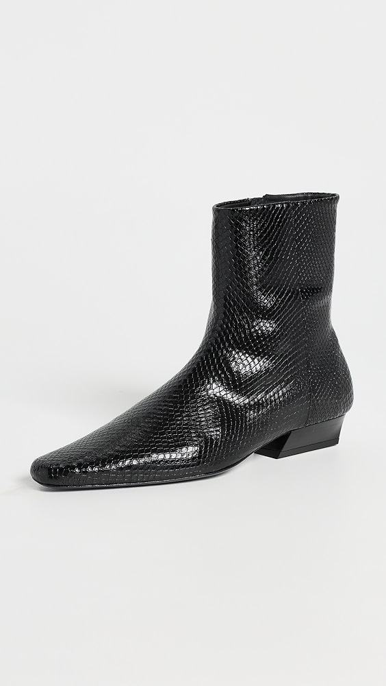 Wally Flat Ankle Boots - Black Snake
