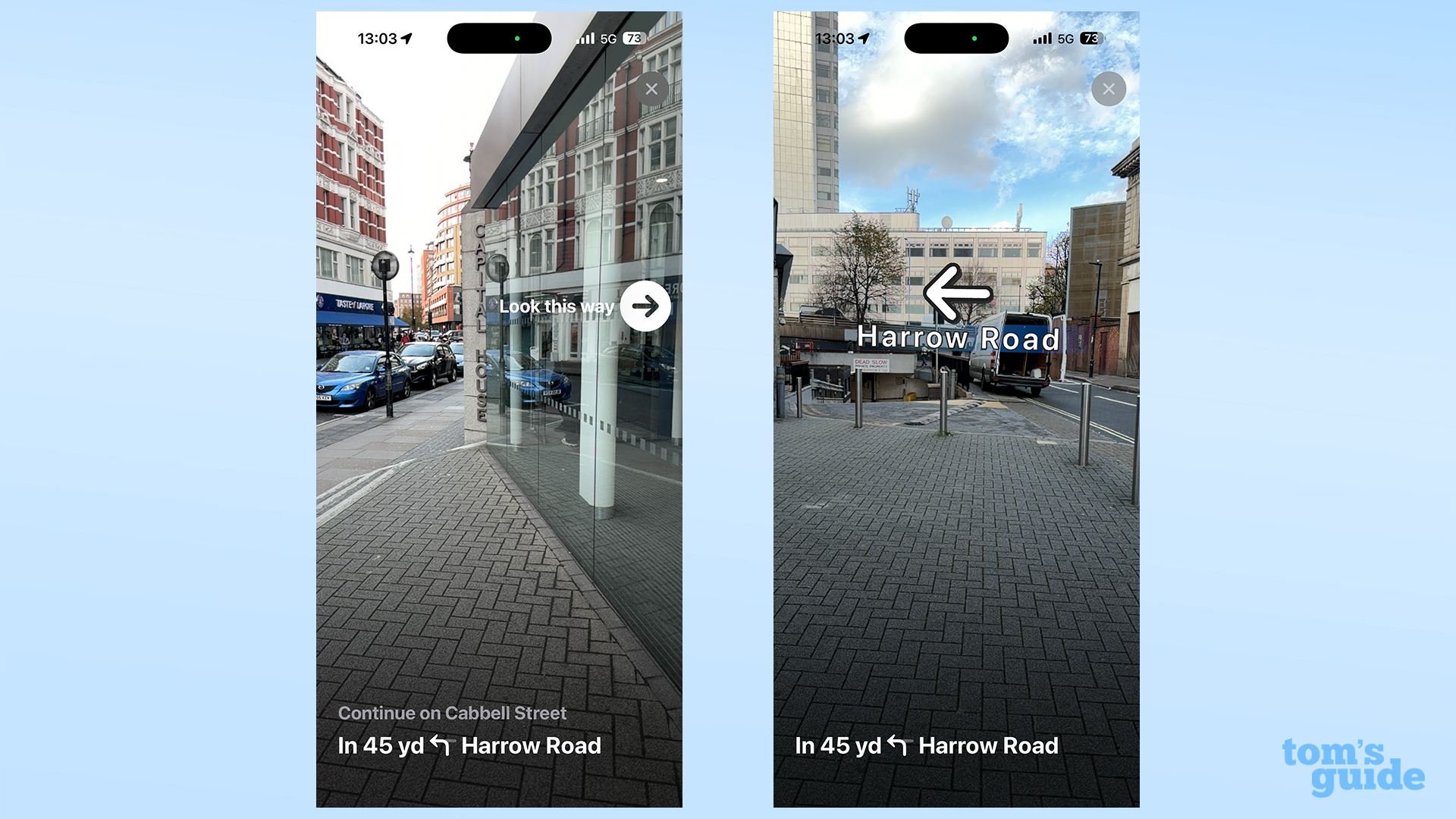 Apple Maps directing user to main AR arrows