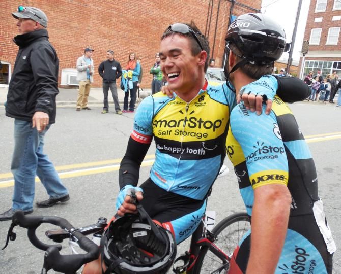 SmartStop celebrates after winning their home race in Winston-Salem