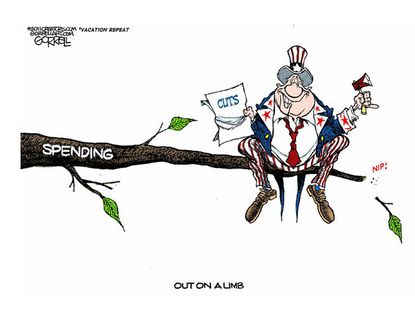 Political cartoon spending cuts budget