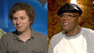 Michael Cera and Samuel L. Jackson from two CinemaBlend junket videos.