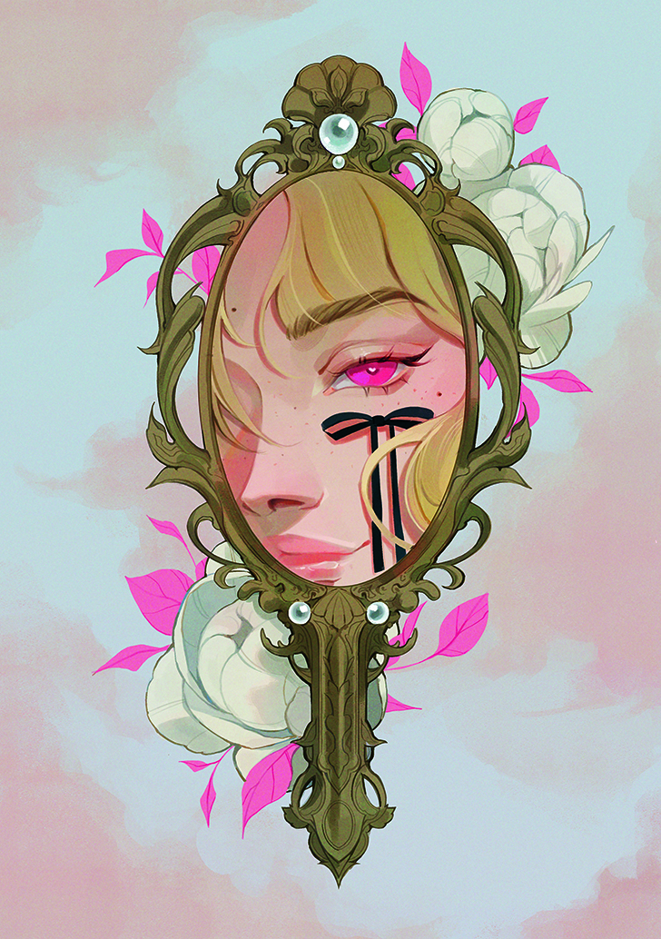 Digital art showing a female fantasy character