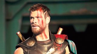 Chris Hemsworth with short hair as Thor in Ragnarok