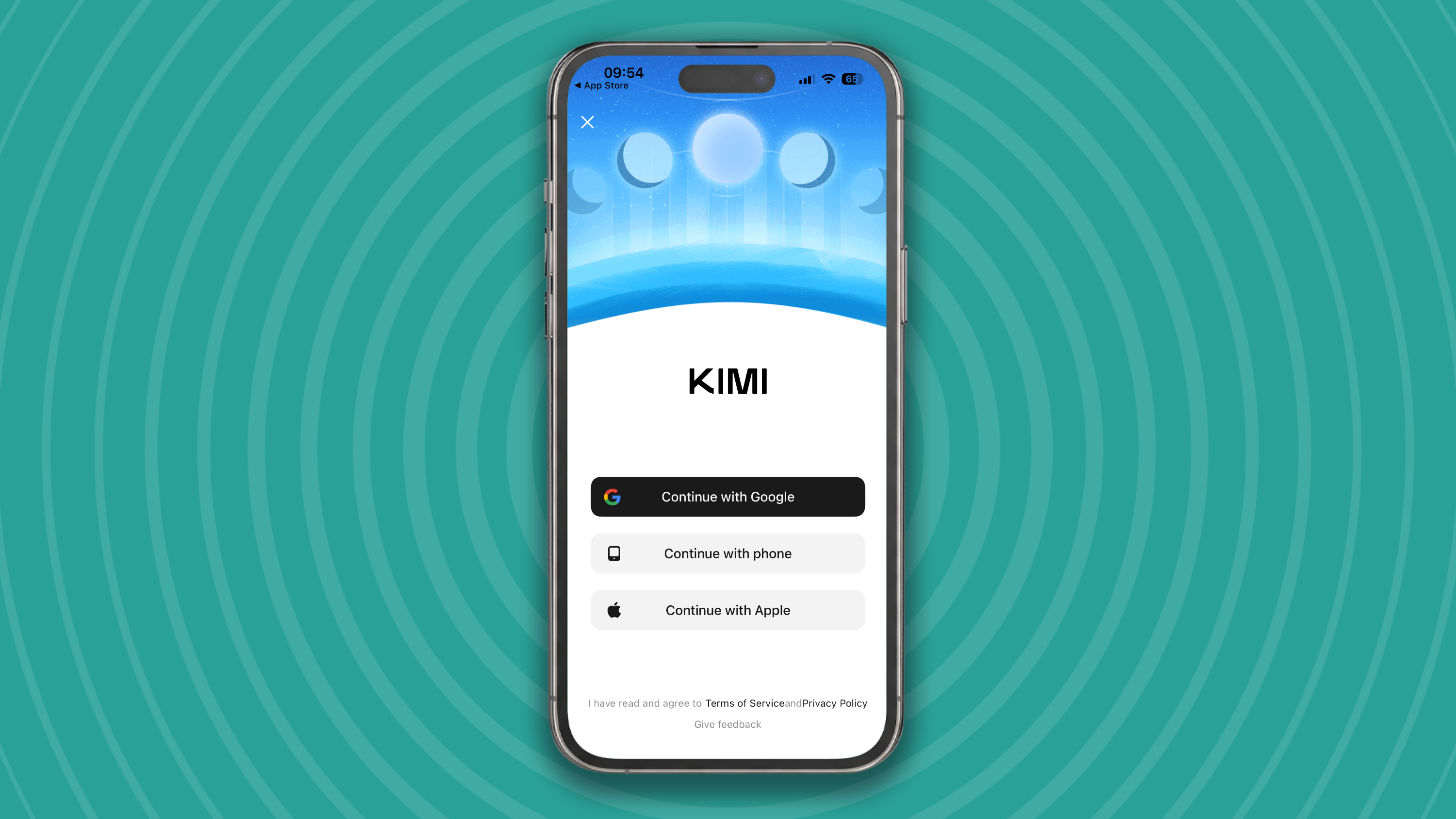 Kimi AI en un iPhone.