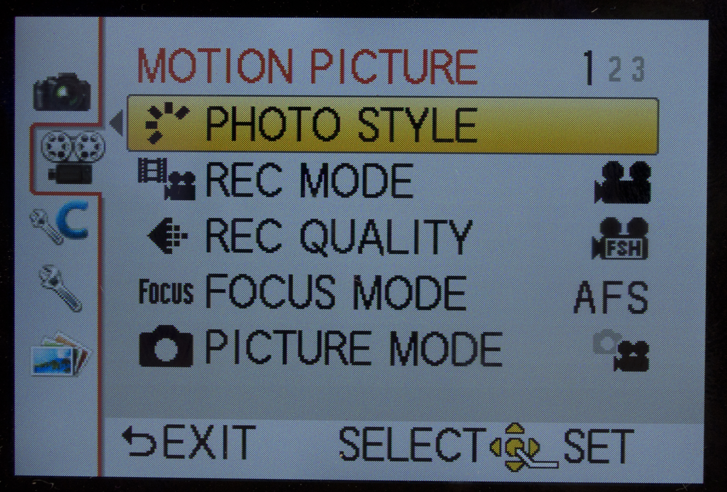 Panasonic lumix dmc-g3 menu