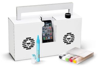 The Montana Boombox is completely blank and comes with a set of acrylic markers