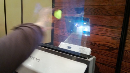 Displair system, which projects onto a stream of water vapour