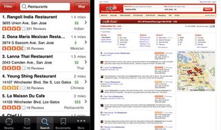 Yelp’s desktop site can take time to filter the results down to restaurants near you. On mobile you get the top restaurants near your location in a single tap