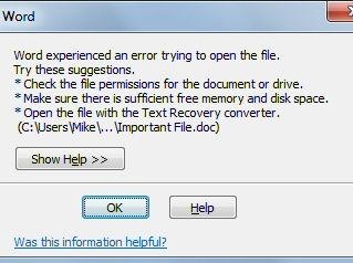 Recover a corrupt Office file