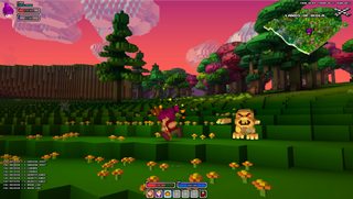 Games like Minecraft - a screenshot of two enemies in CubeWorld.