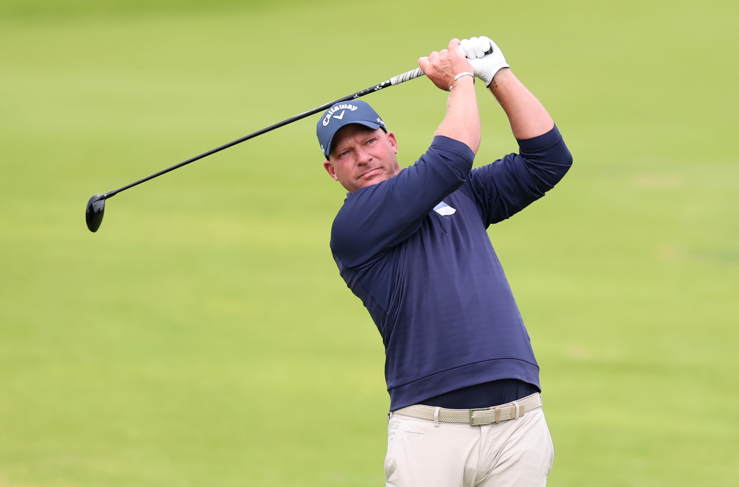 Shaun Norris playing in the second round of The Open at Royal Portrush where he made a 10