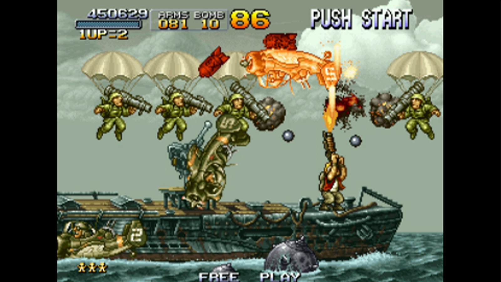 Screens from pixel art shooter Metal Slug