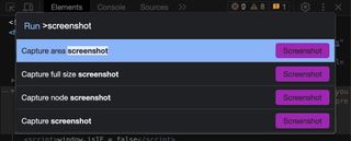 A menu within Google Chrome, showing four options for taking a screenshot: 'Capture area screenshot', 'Capture full size screenshot', 'Capture node screenshot', and 'Capture screenshot'.