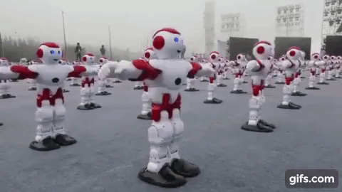 A robotic dance troupe performed in unison to break the world record for simultaneous robot dancing.