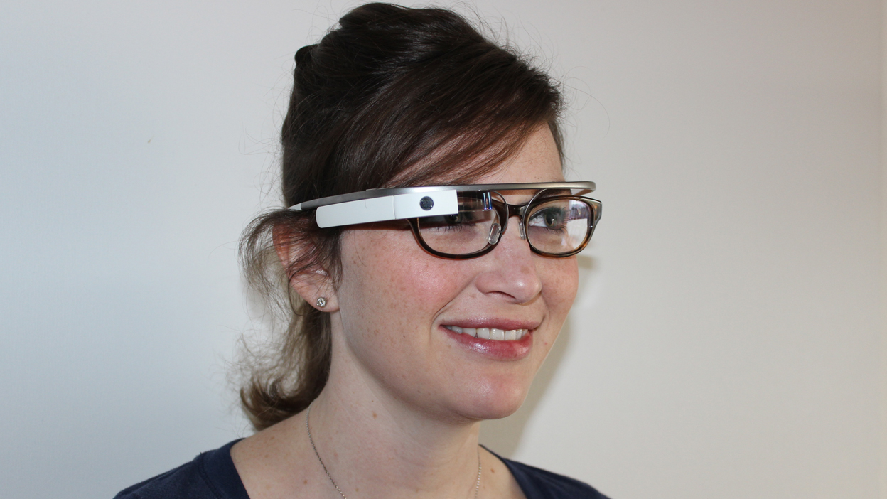 Google glasses on the woman