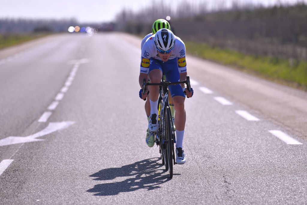 CHALET REYNARD MONT VENTOUX FRANCE FEBRUARY 15 Remi Cavagna of France and Team Deceuninck Quick Step Timothy Dupont of Belgium and Team Circus Wanty Gobert Breakaway during the 5th Tour de La Provence 2020 Stage 3 a 1435km stage from Istres to Chalet Reynard Mont Ventoux 1429m TDLP letourdelaprovence TDLP2020 on February 15 2020 in Chalet Reynard Mont Ventoux France Photo by Luc ClaessenGetty Images