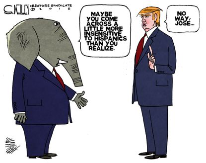 Political Cartoon U.S. Donald Trump Hispanics