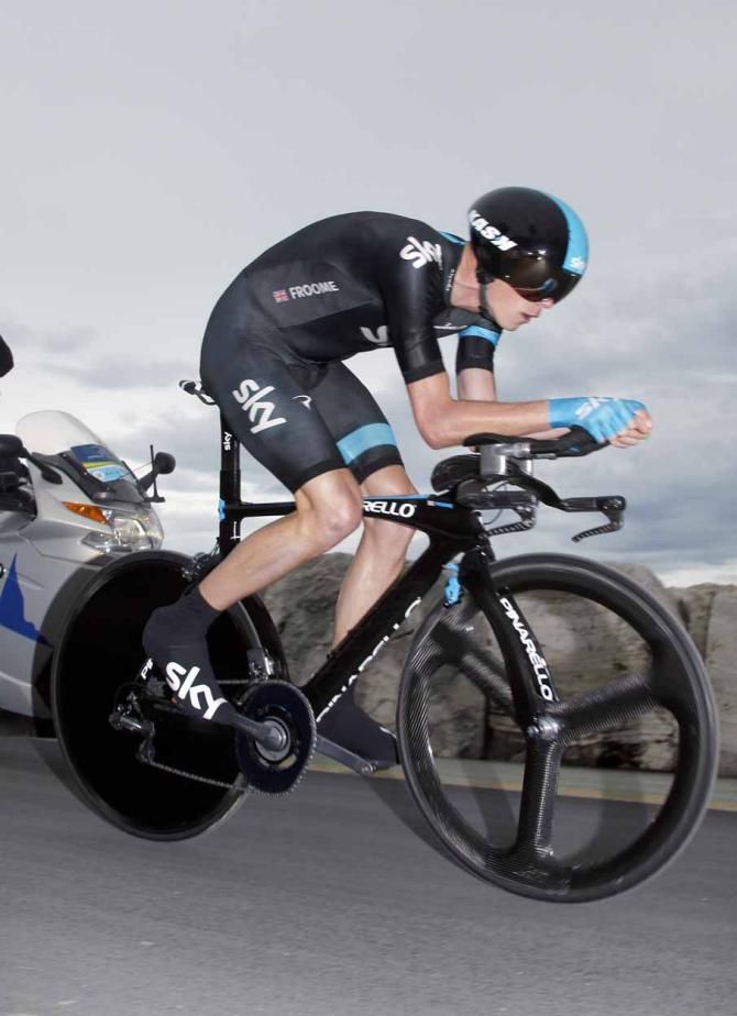 Chris Froome (Sky) in action in the time trial.