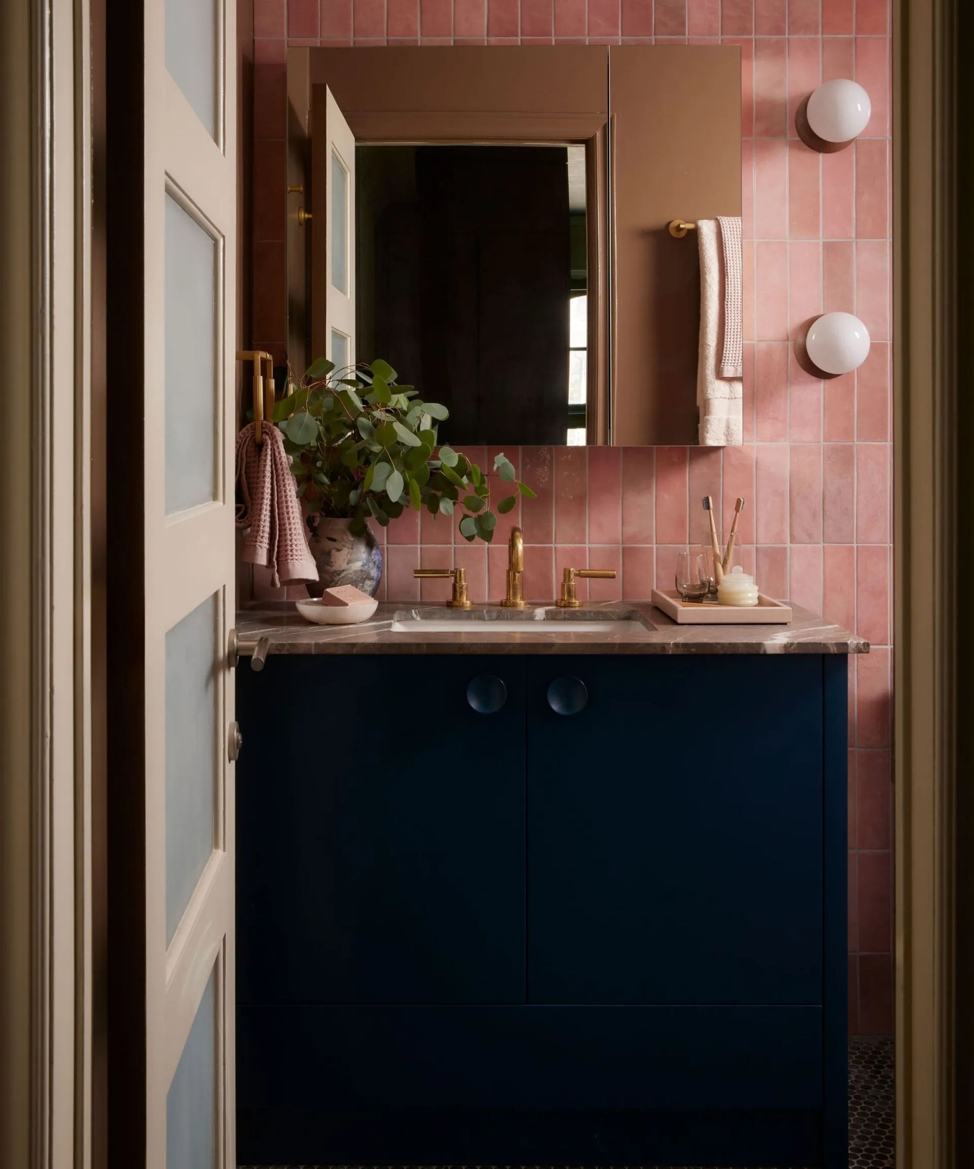 A small pink bathroom